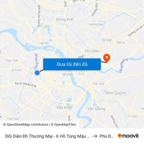Đối Diện Đh Thương Mại - 6 Hồ Tùng Mậu (Cột Sau) to Phù Đổng map