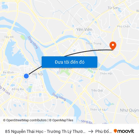 85 Nguyễn Thái Học - Trường Th Lý Thường Kiệt to Phù Đổng map