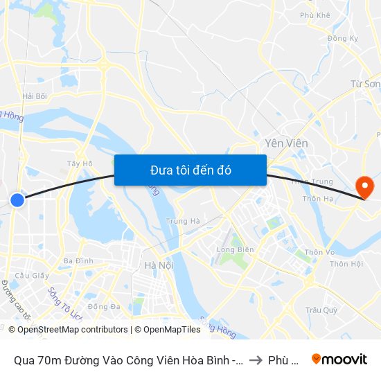 Qua 70m Đường Vào Công Viên Hòa Bình - Phạm Văn Đồng to Phù Đổng map