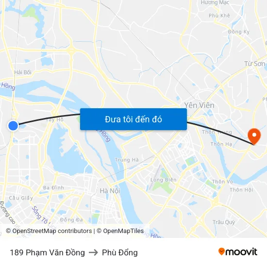 189 Phạm Văn Đồng to Phù Đổng map