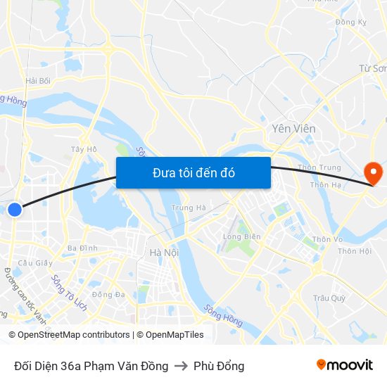 Đối Diện 36a Phạm Văn Đồng to Phù Đổng map