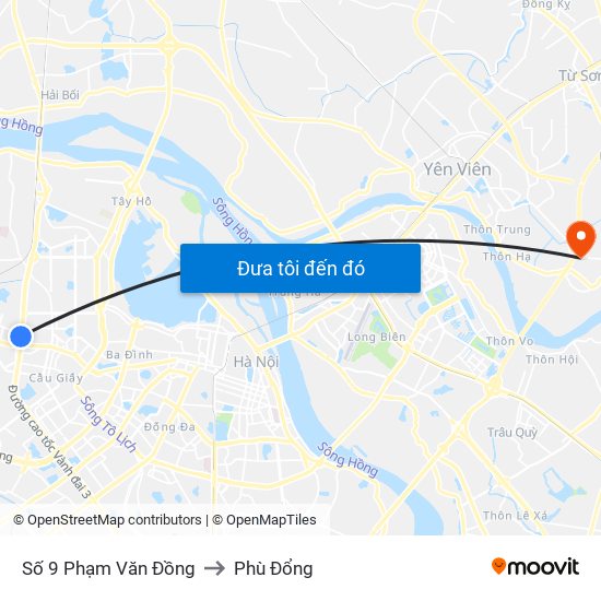 Số 9 Phạm Văn Đồng to Phù Đổng map