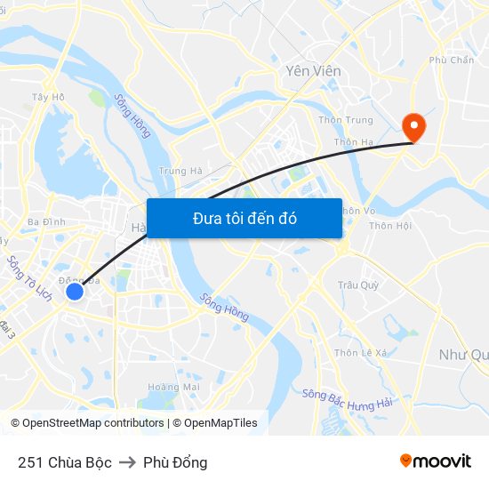 251 Chùa Bộc to Phù Đổng map