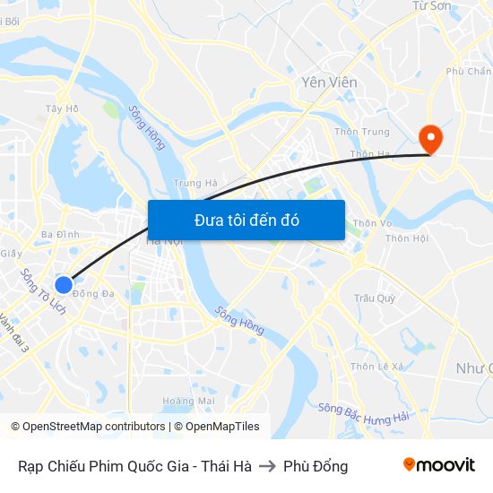 Rạp Chiếu Phim Quốc Gia - Thái Hà to Phù Đổng map