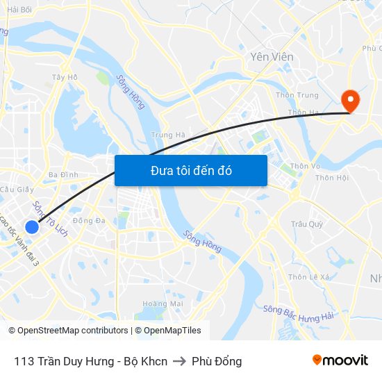113 Trần Duy Hưng - Bộ Khcn to Phù Đổng map