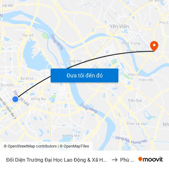 Đối Diện Trường Đại Học Lao Động & Xã Hội - 48 Trần Duy Hưng to Phù Đổng map