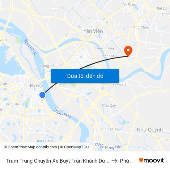 Trạm Trung Chuyển Xe Buýt Trần Khánh Dư (Khu Đón Khách) to Phù Đổng map