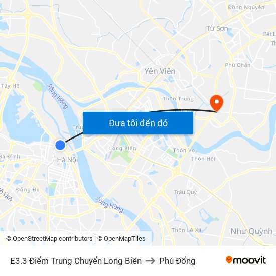 E3.3 Điểm Trung Chuyển Long Biên to Phù Đổng map