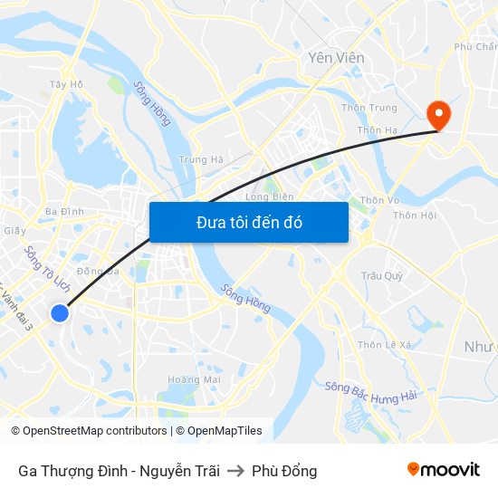 Ga Thượng Đình - Nguyễn Trãi to Phù Đổng map