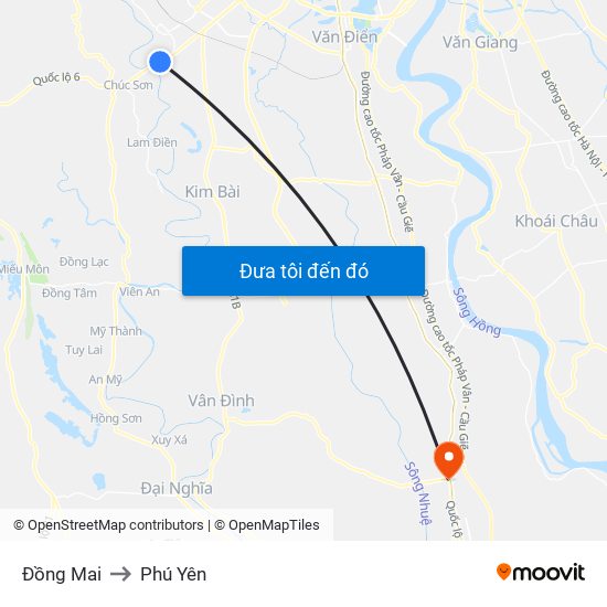 Đồng Mai to Phú Yên map