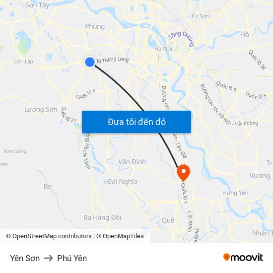 Yên Sơn to Phú Yên map