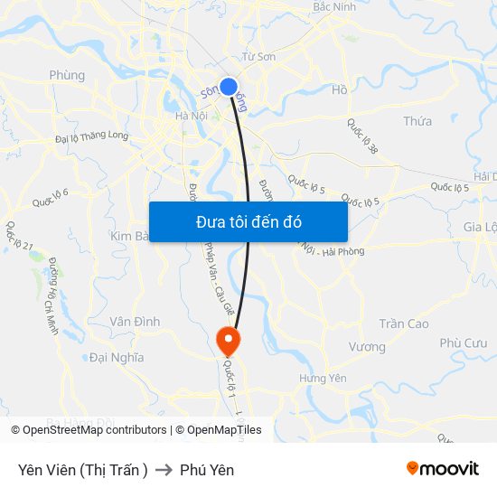 Yên Viên (Thị Trấn ) to Phú Yên map