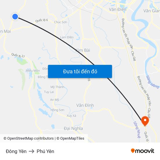 Đông Yên to Phú Yên map