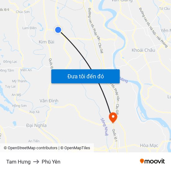 Tam Hưng to Phú Yên map