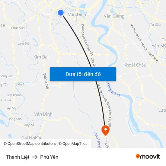 Thanh Liệt to Phú Yên map