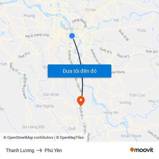 Thanh Lương to Phú Yên map