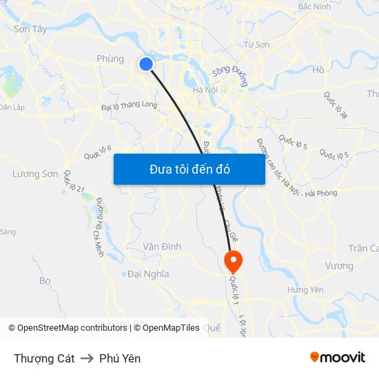 Thượng Cát to Phú Yên map
