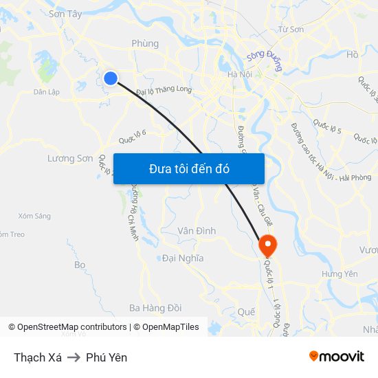 Thạch Xá to Phú Yên map