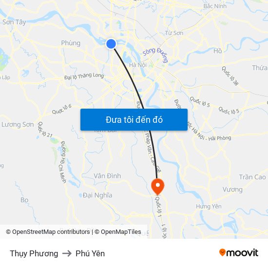 Thụy Phương to Phú Yên map