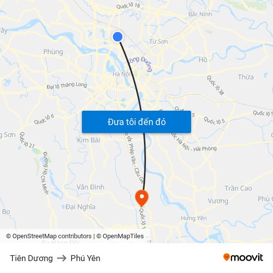 Tiên Dương to Phú Yên map