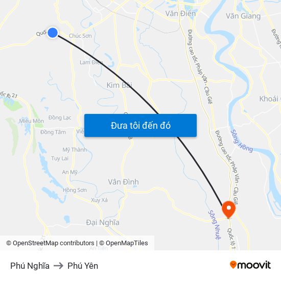 Phú Nghĩa to Phú Yên map