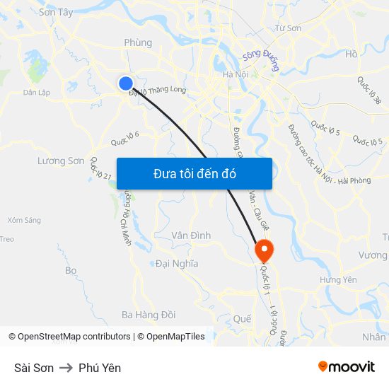 Sài Sơn to Phú Yên map