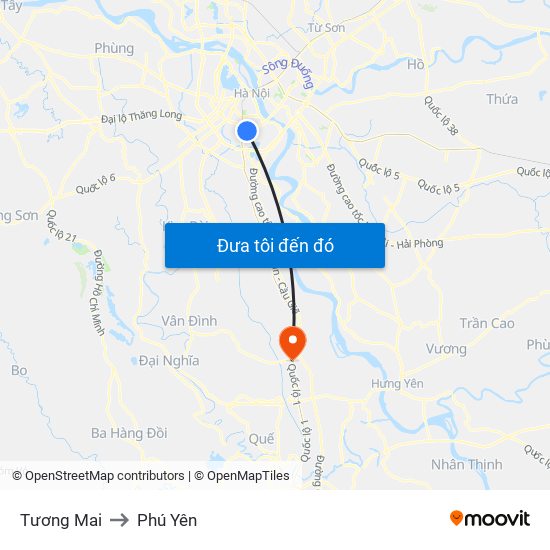 Tương Mai to Phú Yên map