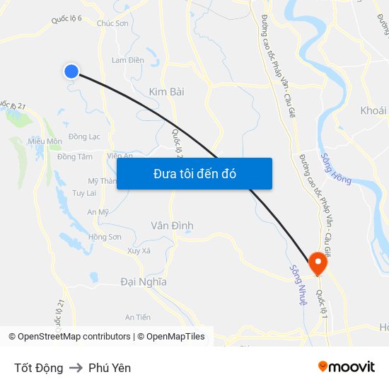 Tốt Động to Phú Yên map