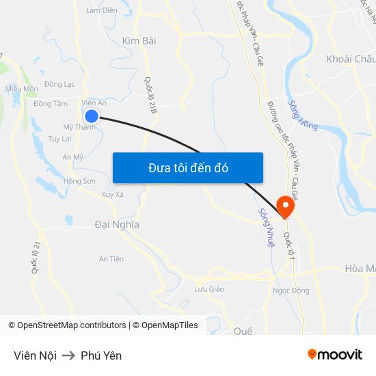 Viên Nội to Phú Yên map