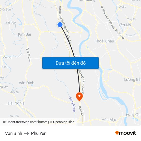 Văn Bình to Phú Yên map