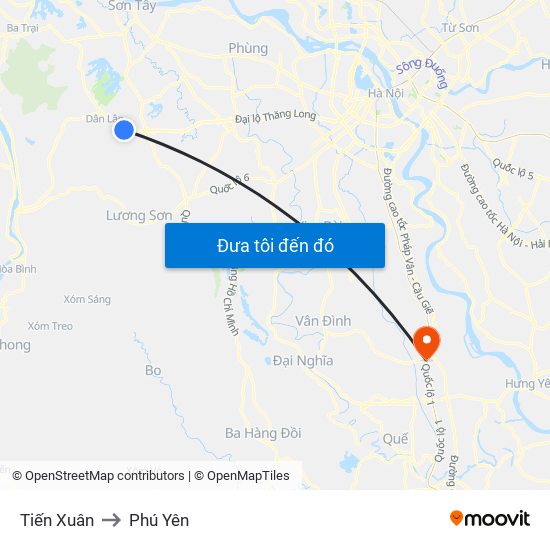 Tiến Xuân to Phú Yên map