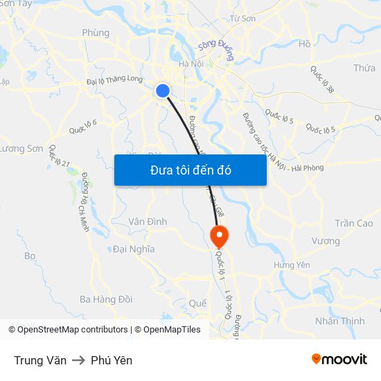 Trung Văn to Phú Yên map