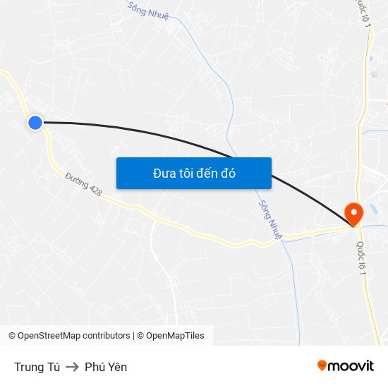 Trung Tú to Phú Yên map