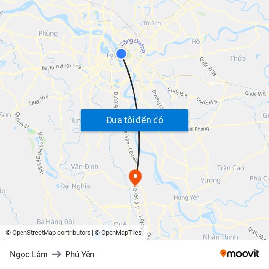 Ngọc Lâm to Phú Yên map