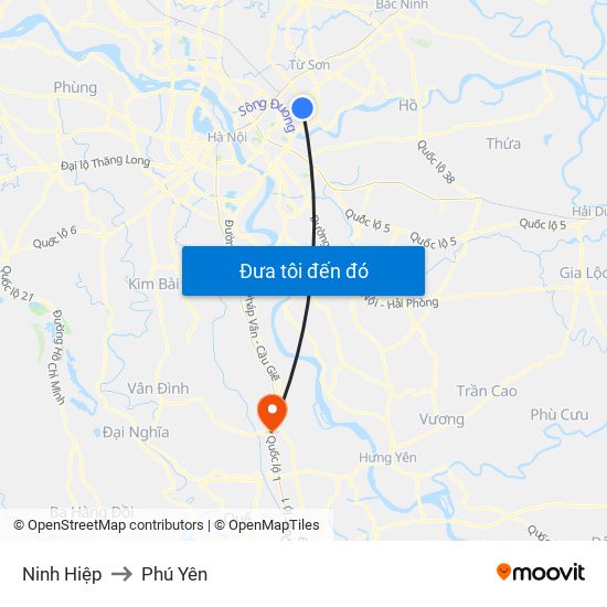 Ninh Hiệp to Phú Yên map