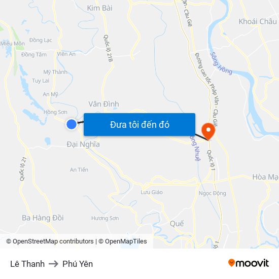Lê Thanh to Phú Yên map