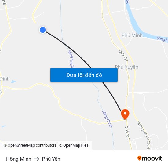 Hồng Minh to Phú Yên map
