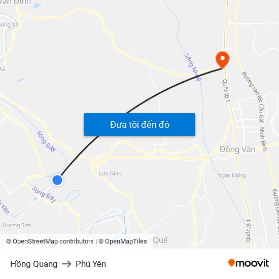 Hồng Quang to Phú Yên map