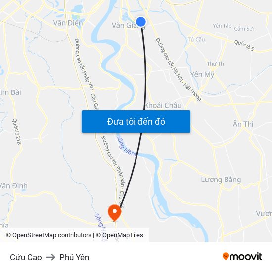 Cửu Cao to Phú Yên map