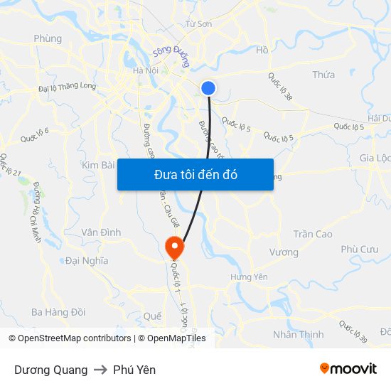 Dương Quang to Phú Yên map