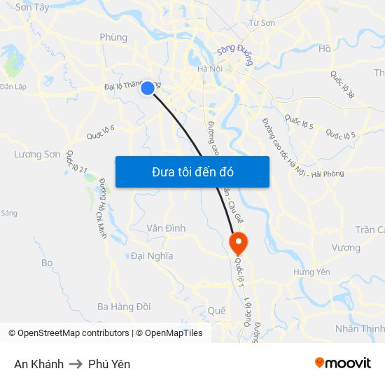 An Khánh to Phú Yên map