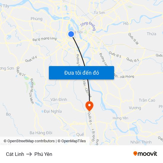 Cát Linh to Phú Yên map