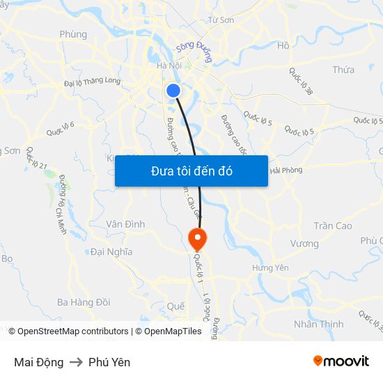 Mai Động to Phú Yên map