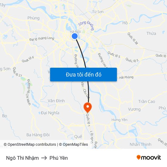 Ngô Thì Nhậm to Phú Yên map