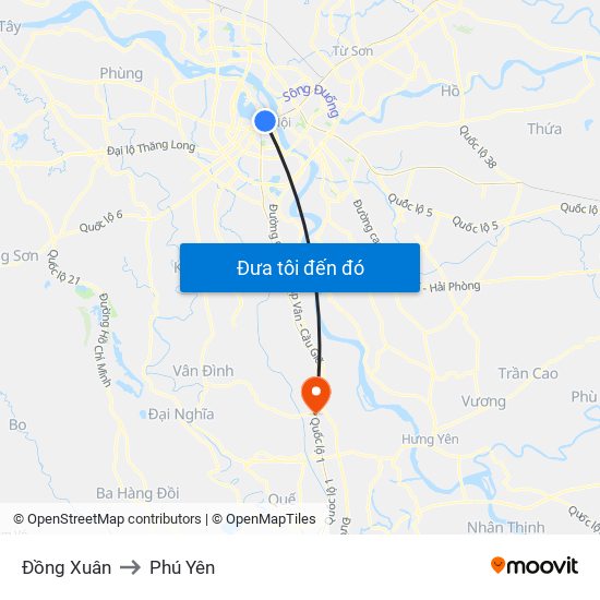 Đồng Xuân to Phú Yên map