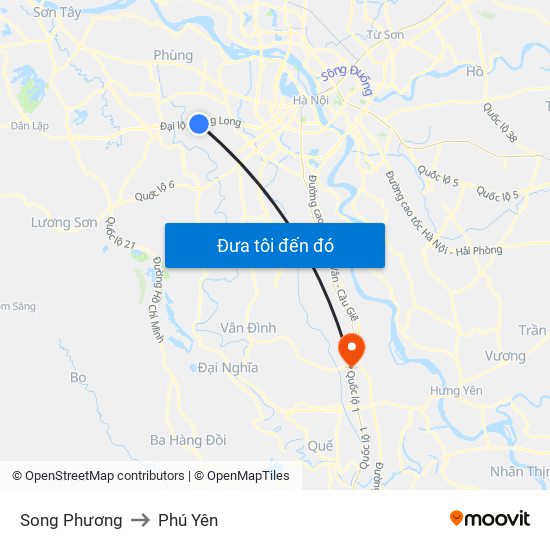 Song Phương to Phú Yên map