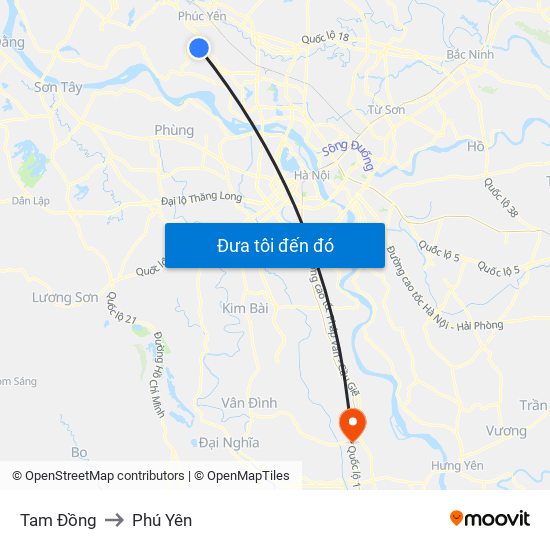 Tam Đồng to Phú Yên map