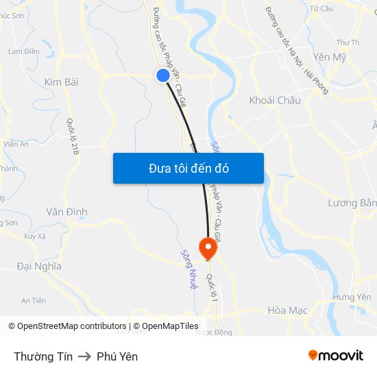 Thường Tín to Phú Yên map