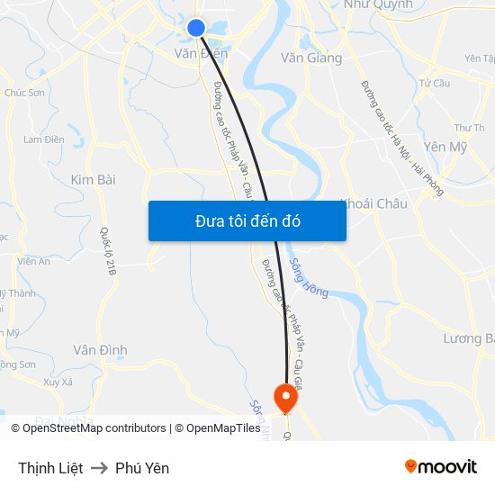 Thịnh Liệt to Phú Yên map