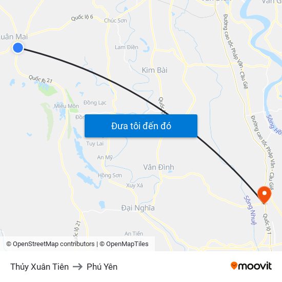 Thủy Xuân Tiên to Phú Yên map